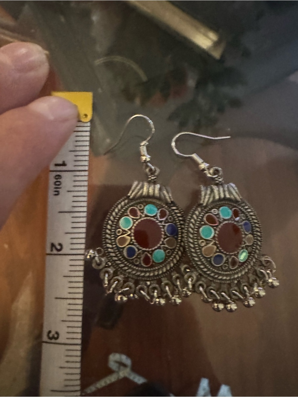 Bohemian Multi-Color Drop Earrings - Silver Tone
